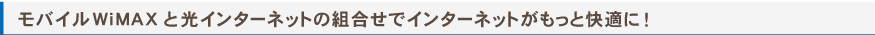 モバイルWiMAXと光インターネットの組合せでインターネットがもっと快適に！